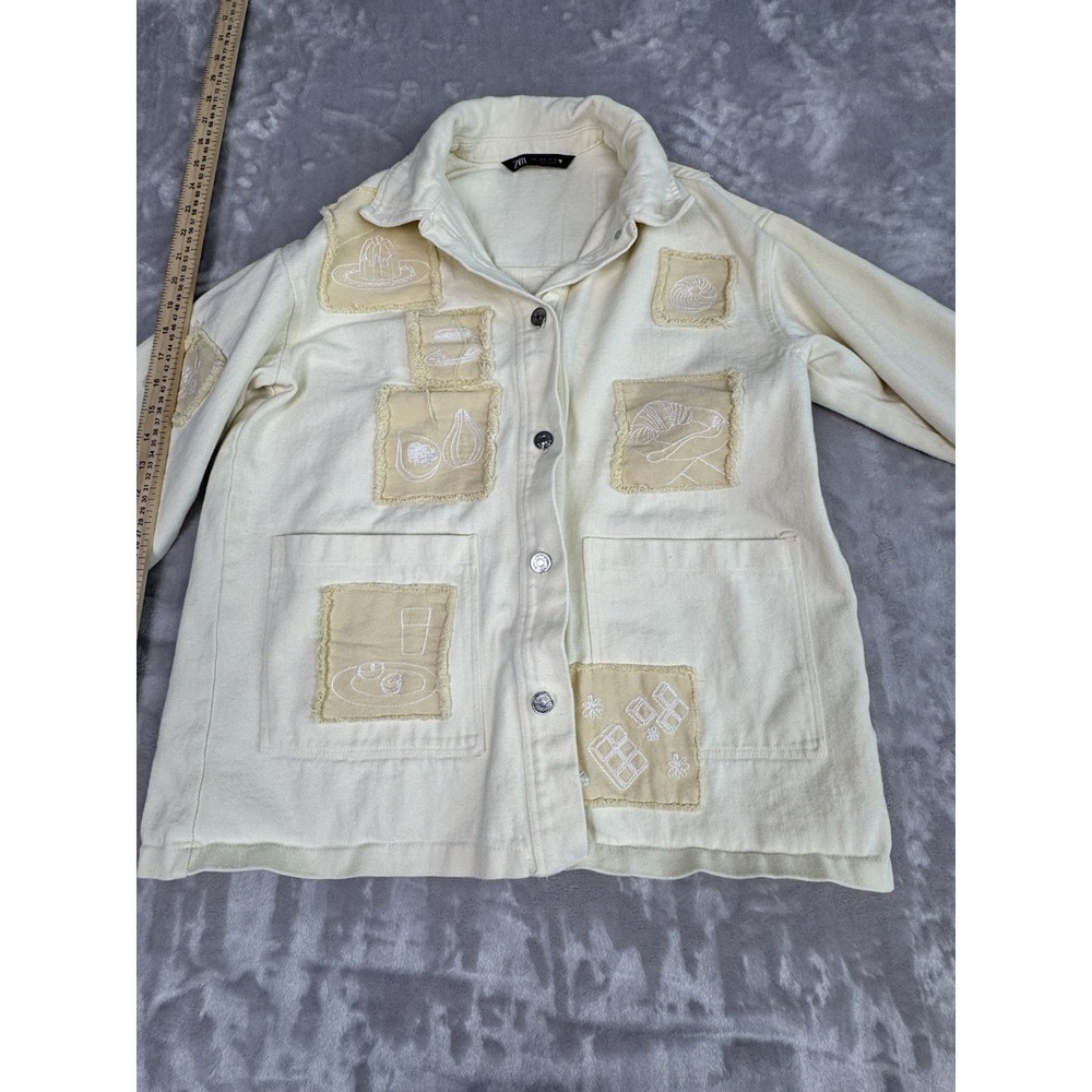 Zara Cream Patchwork Utility Jacket Long Sleeve C… - image 2